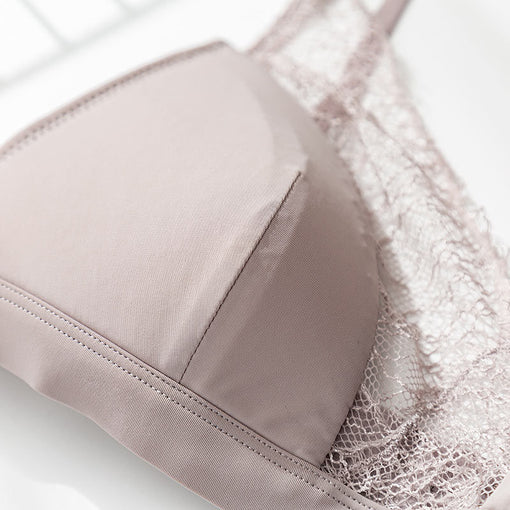 Seamless Lace Mulberry Silk,Sheer Sexy Wireless Triangle Bra & Panty Sets [BRPY0028]