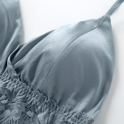 Comfortable Seamless Minimizer Sexy Lace Mulberry Silk Longline Triangle Tank Top Wireless Underwear Bras & Bralettes [GDBR0040]