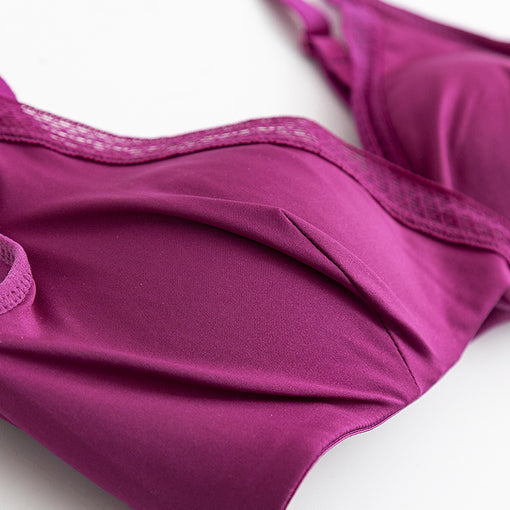 Minimizer Comfortable Gathering Seamless Sexy Lace Mulberry Silk Bow Triangle Wireless Underwear Bras & Bralettes [GDBR0086]