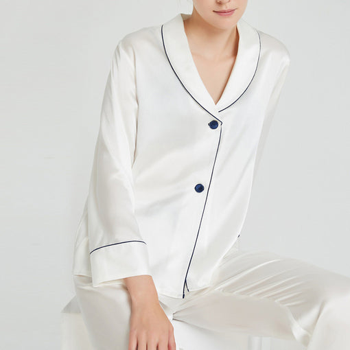 19m/m Silk Pajamas Women's Long-Sleeved Trousers Elegant Loungewear [SLP0017]