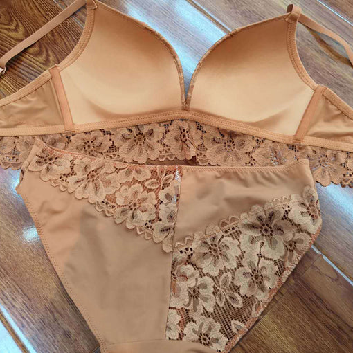 Lace Wireless Triangle Lightly Lined Bra & Panty Sets [BRPY0010]