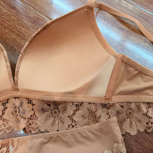 Lace Wireless Triangle Lightly Lined Bra & Panty Sets [BRPY0010]