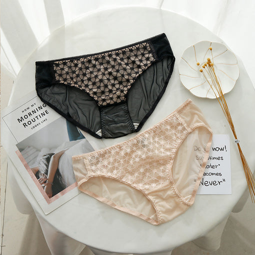 Confortable Lace Mulberry Silk Elegant Polka Dot Wireless Triangle Bra & Panty Sets [BRPY0027]