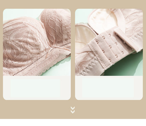 Comfortable Gathering Minimizer Breathable Push Up Elegant Lace Mulberry Silk 3/4 Cup Wireless Underwear Bras & Bralettes [GDBR0035]
