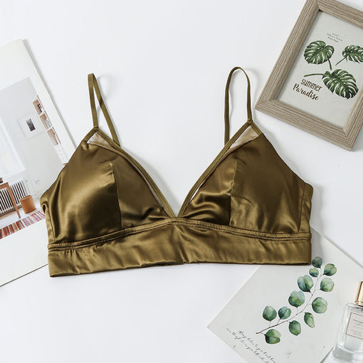Unlined Comfortable Seamless Minimizer Breathable Sexy Mulberry Silk 3/4 Cup Wireless Underwear Bras & Bralettes [GDBR0036]