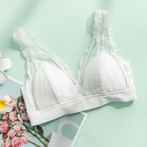 Minimizer Comfortable Sexy Lace Mulberry Silk Triangle Wireless Underwear Bras & Bralettes [GDBR0056]