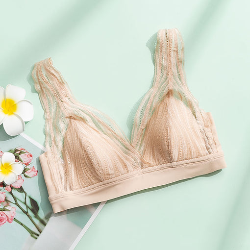 Minimizer Comfortable Sexy Lace Mulberry Silk Triangle Wireless Underwear Bras & Bralettes [GDBR0056]