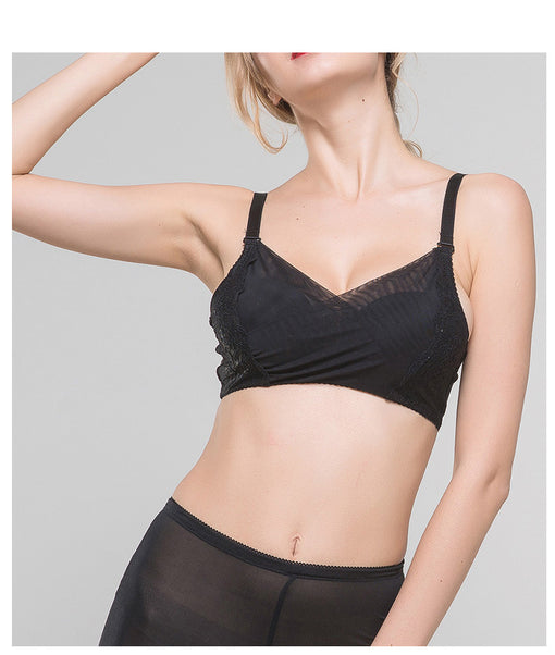Gathering Breathable Sexy Lace Mulberry Silk Full Cup Wireless Underwear Bras & Bralettes [GDBR0069]