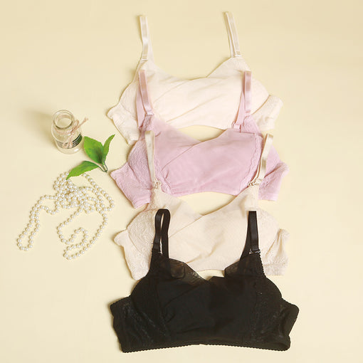 Gathering Breathable Sexy Lace Mulberry Silk Full Cup Wireless Underwear Bras & Bralettes [GDBR0069]