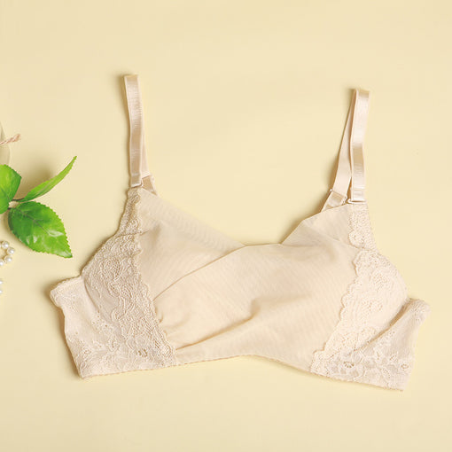 Gathering Breathable Sexy Lace Mulberry Silk Full Cup Wireless Underwear Bras & Bralettes [GDBR0069]