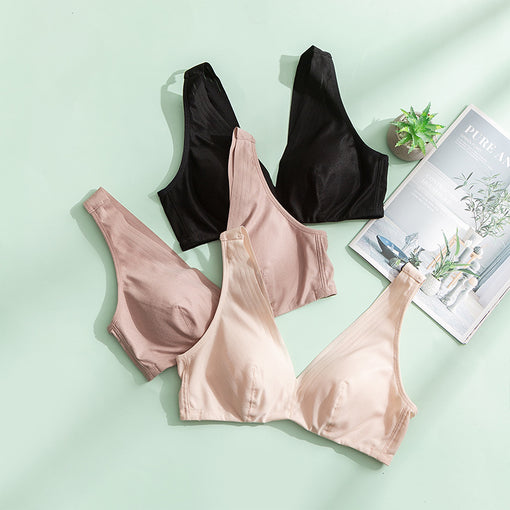 Comfortable Seamless Elegant Mulberry Silk Triangle Tank Top Wireless Underwear Bras & Bralettes [GDBR0076]
