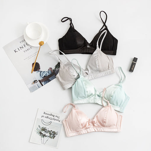 Comfortable Seamless Cute Mulberry Silk Cotton 3/4 Cup Wireless Underwear Bras & Bralettes [GDBR0090]