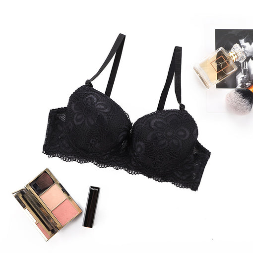 Gathering Lace,Bow Sexy Underwire 3/4 Cup Bra & Panty Sets [BRPY0032]