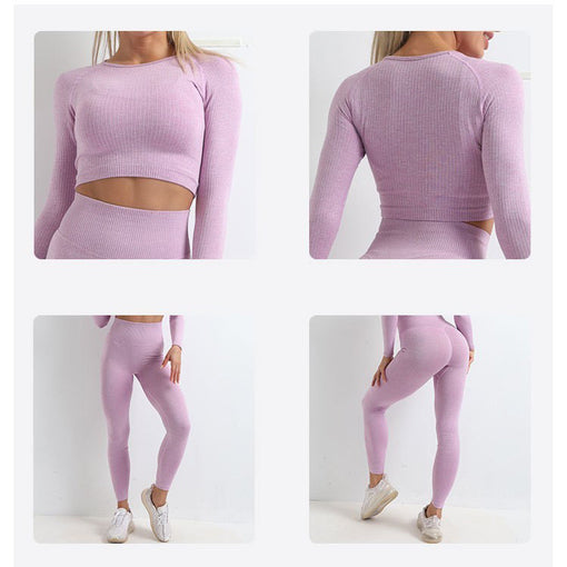 3pcs Lift Butt High Stretch Yoga Sports Set Sports Bra Long Sleeves Leggings [GTYG0017]