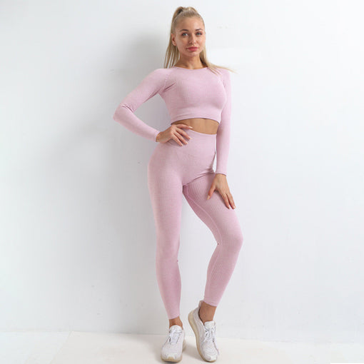 3pcs Lift Butt High Stretch Yoga Sports Set Sports Bra Long Sleeves Leggings [GTYG0017]