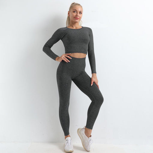3pcs Lift Butt High Stretch Yoga Sports Set Sports Bra Long Sleeves Leggings [GTYG0017]