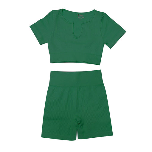2pcs Seamless Yoga Sports Set Short Sleeves Shorts [GTYG0020]