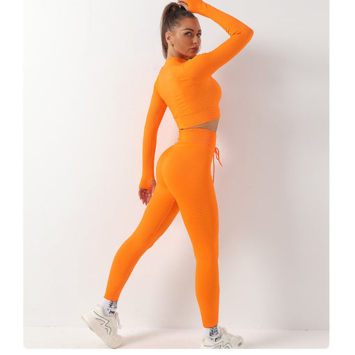 2pcs Seamless Lift Butt Yoga Sports Set Long Sleeves Leggings [GTYG0024]