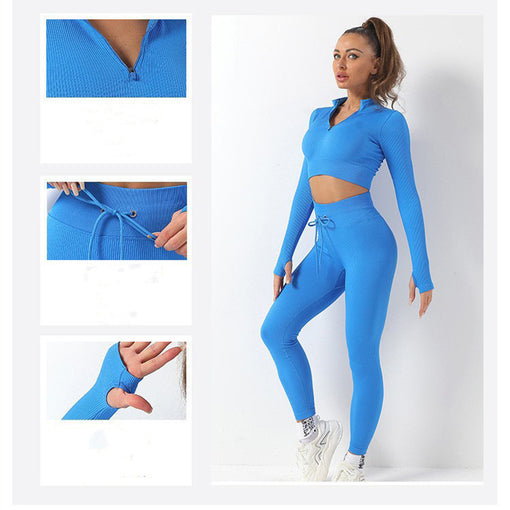 2pcs Seamless Lift Butt Yoga Sports Set Long Sleeves Leggings [GTYG0024]