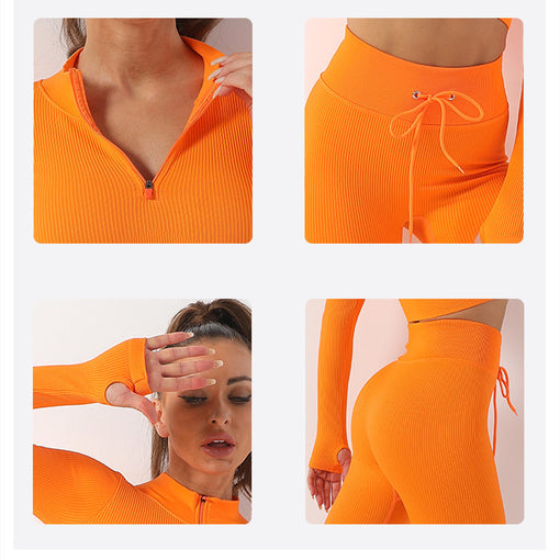 2pcs Seamless Lift Butt Yoga Sports Set Long Sleeves Leggings [GTYG0024]