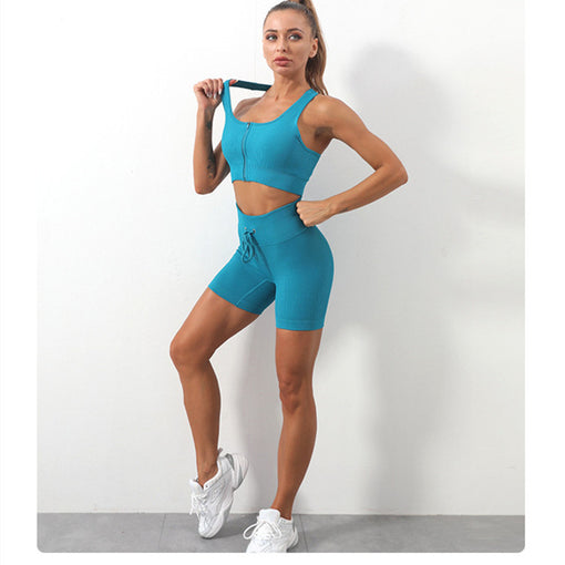 2pcs Seamless Anti-Vibration Yoga Sports Set Racer Back Shorts [GTYG0027]