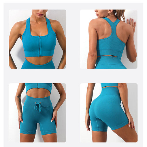 2pcs Seamless Anti-Vibration Yoga Sports Set Racer Back Shorts [GTYG0027]