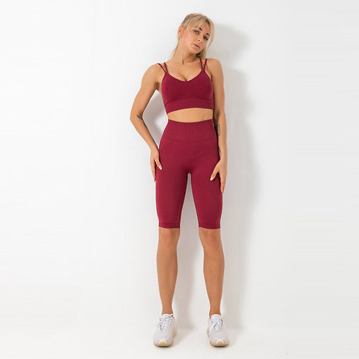 2pcs Seamless Lift Butt Quick-Drying Yoga Sports Set Sports Bra Shorts [GTYG0036]