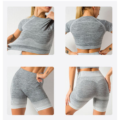 2pcs Seamless Yoga Sports Set Racer Back Shorts [GTYG0041]