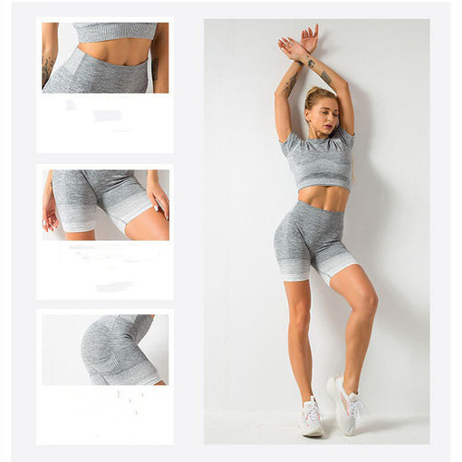 2pcs Seamless Yoga Sports Set Racer Back Shorts [GTYG0041]