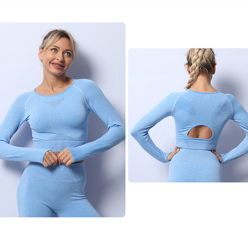 2pcs Quick-Drying Yoga Sports Set Long Sleeves Shorts [GTYG0042]