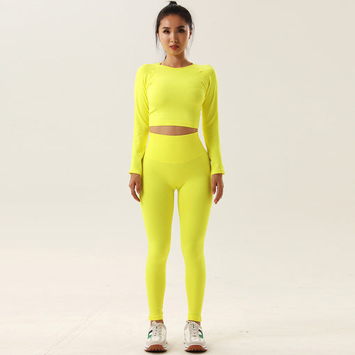 2pcs Lift Butt Quick-Drying Yoga Sports Set Long Sleeves Leggings [GTYG0045]