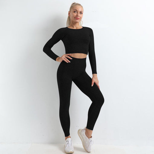 2pcs Lift Butt Quick-Drying Yoga Sports Set Long Sleeves Leggings [GTYG0045]