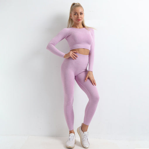 2pcs Lift Butt Quick-Drying Yoga Sports Set Long Sleeves Leggings [GTYG0045]