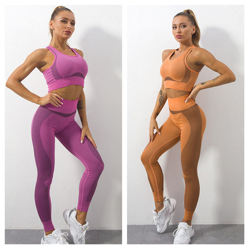 2pcs Lift Butt Anti-Vibration Yoga Sports Set Racer Back Leggings [GTYG0048]