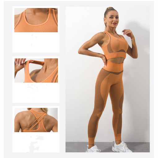 2pcs Lift Butt Anti-Vibration Yoga Sports Set Racer Back Leggings [GTYG0048]