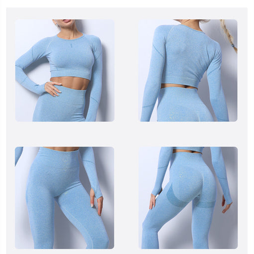 2pcs Seamless Yoga Sports Set Long Sleeves Leggings [GTYG0053]