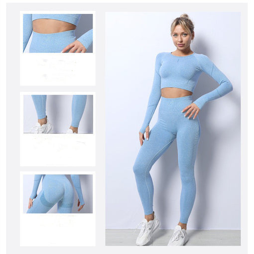2pcs Seamless Yoga Sports Set Long Sleeves Leggings [GTYG0053]