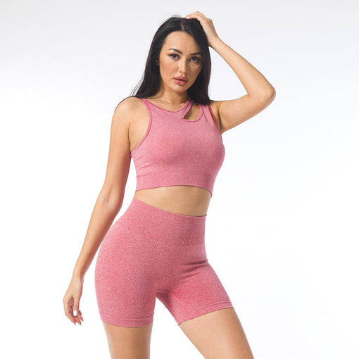 2pcs Quick-Drying High Stretch Breathable Yoga Sports Set Racer Back Shorts [GTYG0054]