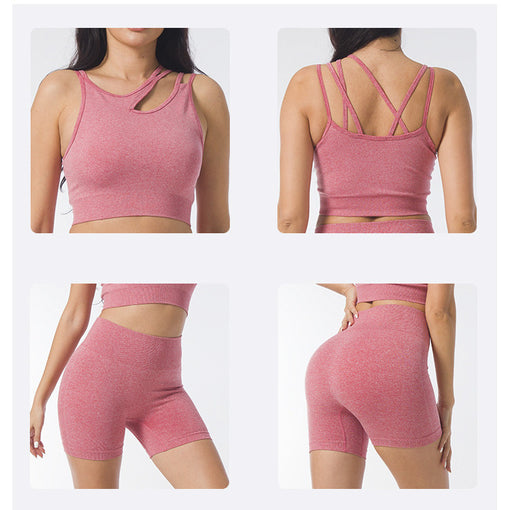 2pcs Quick-Drying High Stretch Breathable Yoga Sports Set Racer Back Shorts [GTYG0054]