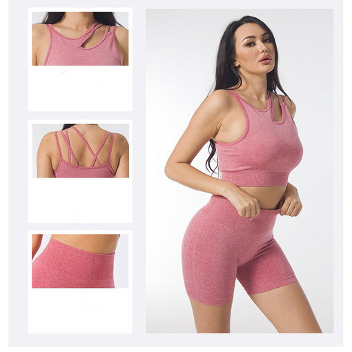 2pcs Quick-Drying High Stretch Breathable Yoga Sports Set Racer Back Shorts [GTYG0054]