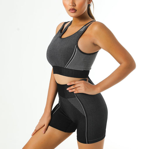2pcs Seamless Anti-Vibration Yoga Sports Set Racer Back Shorts [GTYG0055]