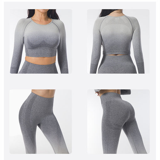 2pcs Lift Butt Quick-Drying Yoga Sports Set Long Sleeves Leggings [GTYG0057]