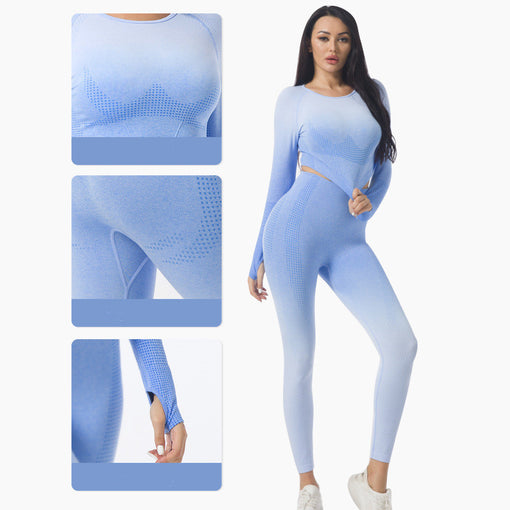 2pcs Lift Butt Quick-Drying Yoga Sports Set Long Sleeves Leggings [GTYG0057]