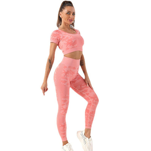 2pcs Lift Butt Yoga Sports Set Short Sleeves Leggings [GTYG0059]