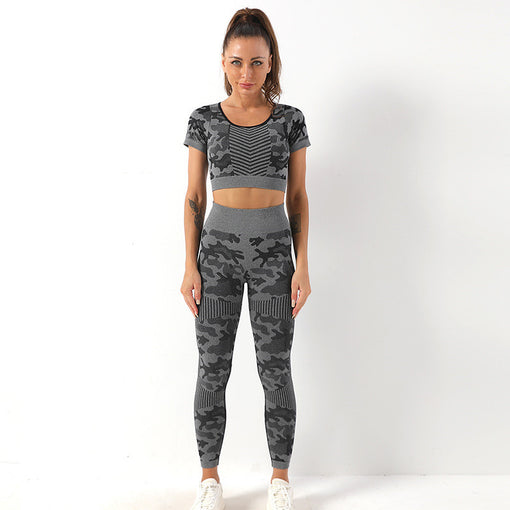 2pcs Lift Butt Yoga Sports Set Short Sleeves Leggings [GTYG0059]