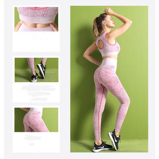2pcs Lift Butt Anti-Vibration Yoga Sports Set Racer Back Leggings [GTYG0065]