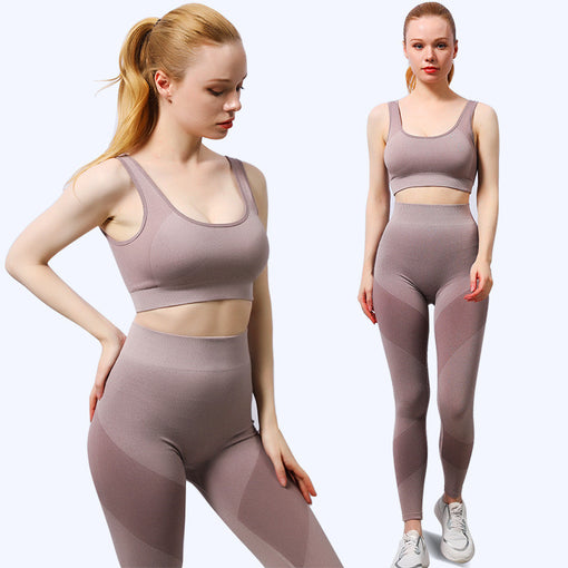 2pcs Quick-Drying Anti-Vibration Yoga Sports Set Racer Back Leggings [GTYG0066]