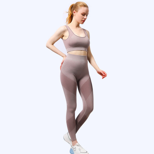 2pcs Quick-Drying Anti-Vibration Yoga Sports Set Racer Back Leggings [GTYG0066]